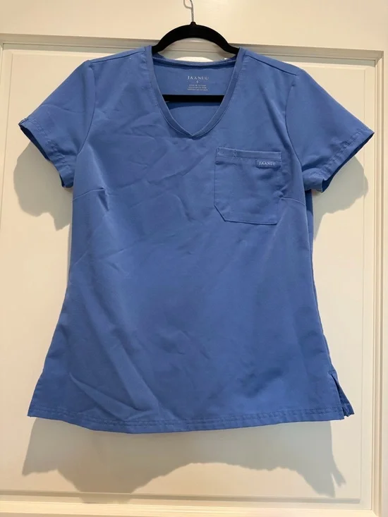 Jaanuu Women's V-Neck Scrub Top - Periwinkle Blue - Size S - Picture 1 of 5